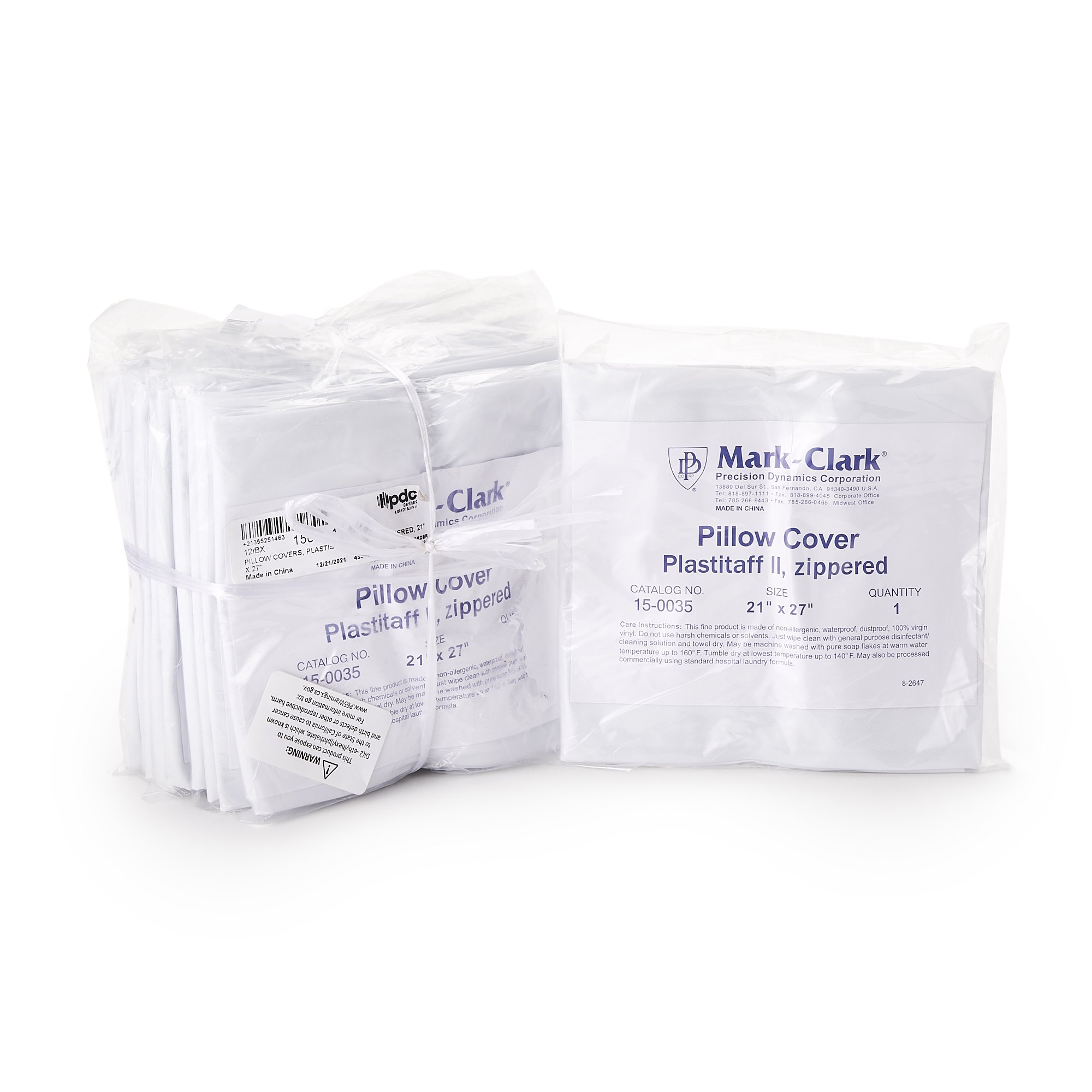 Mark-Clark White 4 mil Plastistaff Pillow Cover With Zip, 21 x 27 Inch MK 204192