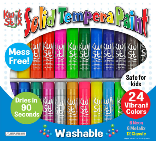 Kwik Stix Solid Tempera Paint 24 colors, metallic, neon