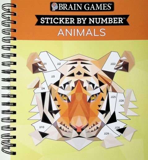 Sticker By Number: Animals (Brain Games) 156 pages