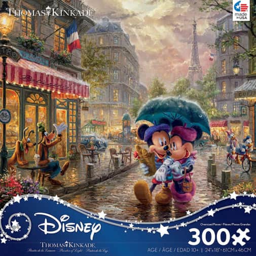 Ceaco Mickey and Minnie in Paris Puzzle (Thomas Kinkade Disney Collection) 300 Oversized Pieces