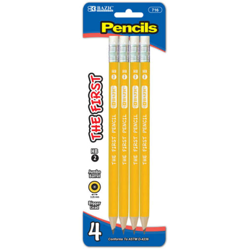 First Jumbo Premium Yellow Pencil (HB #2) 4-pack