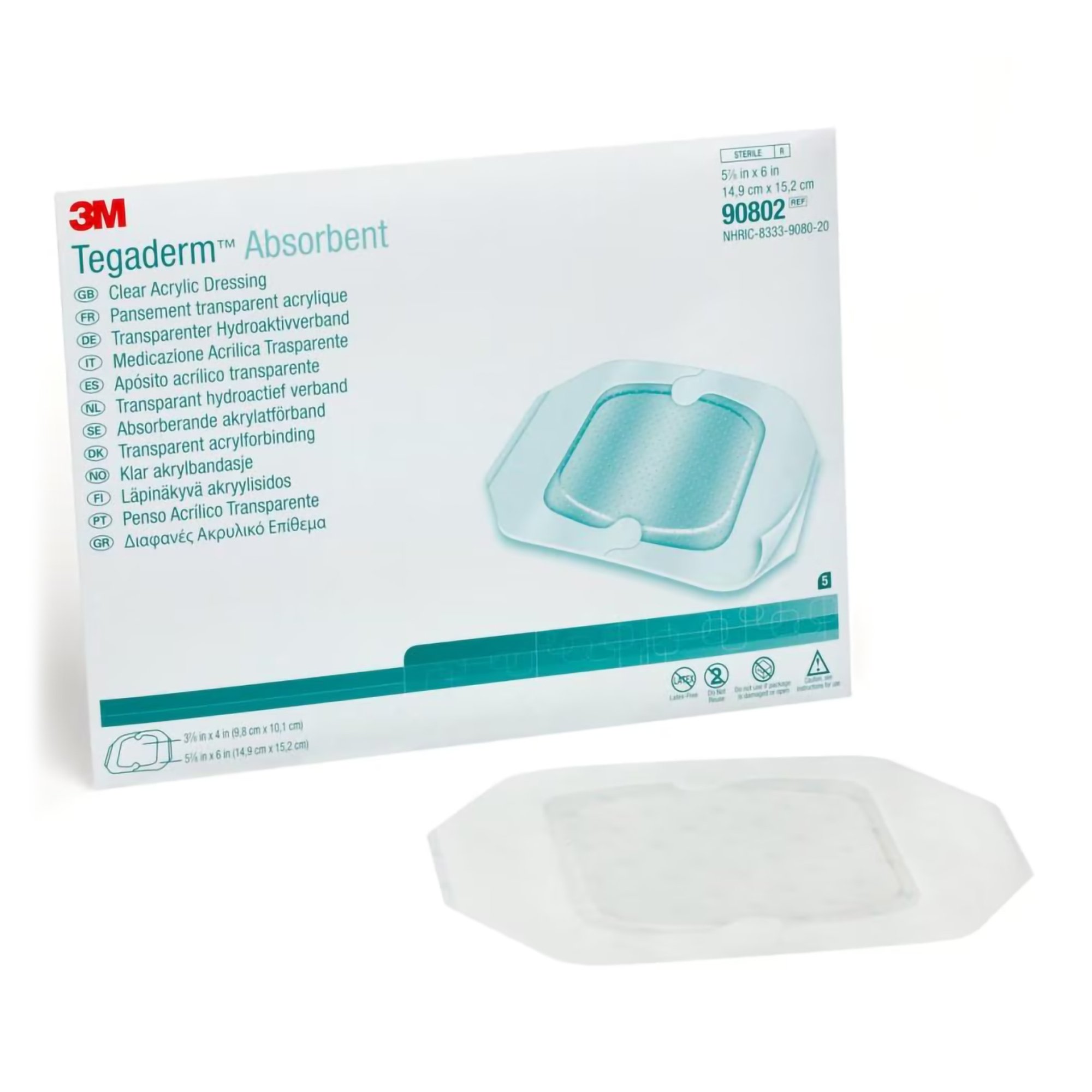 3M Tegaderm Absorbent Acrylic Transparent Film Dressing, 5-7/8 x 6 Inch MK 1214365