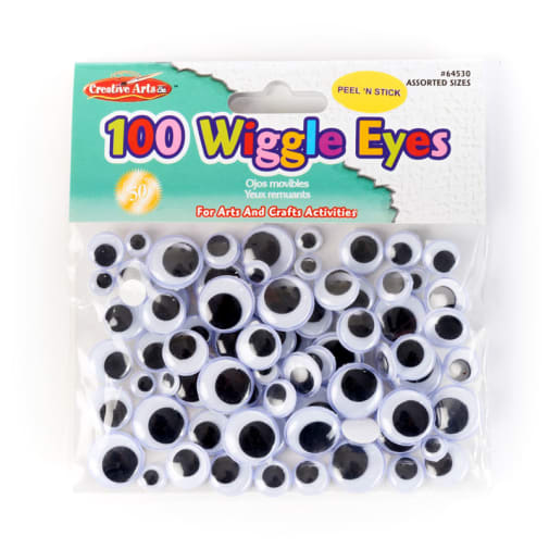 Sticky Black Eyes Round Black/White (100 pieces assorted sizes)