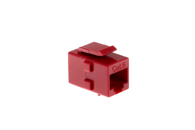 Cat6 RJ45 Inline Coupler Type Keystone Jack, Red