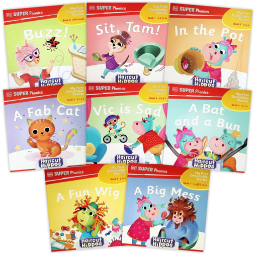 My First Decodable Stories: Haircut Hippos set of 8 books (DK Super Phonics)