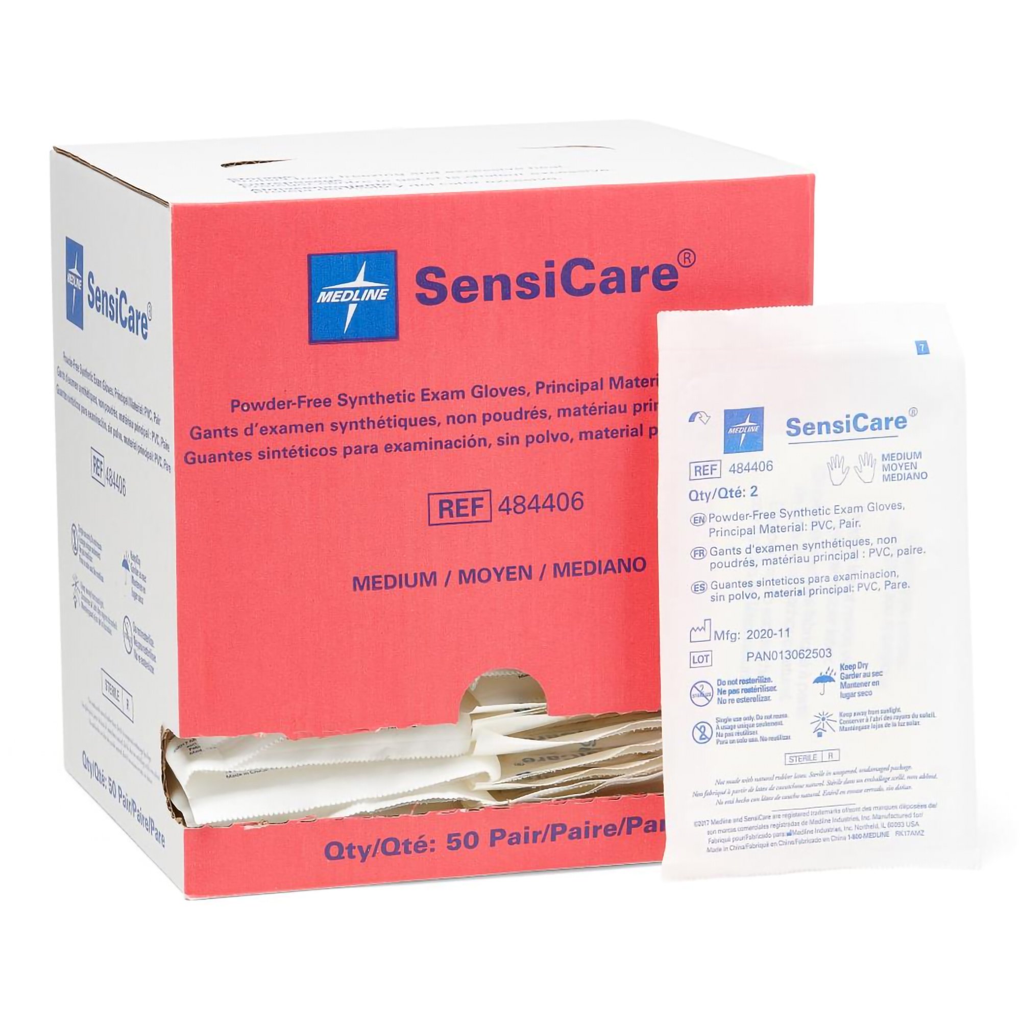 SensiCare Stretch Vinyl Exam Glove, Medium, Beige MK 230627