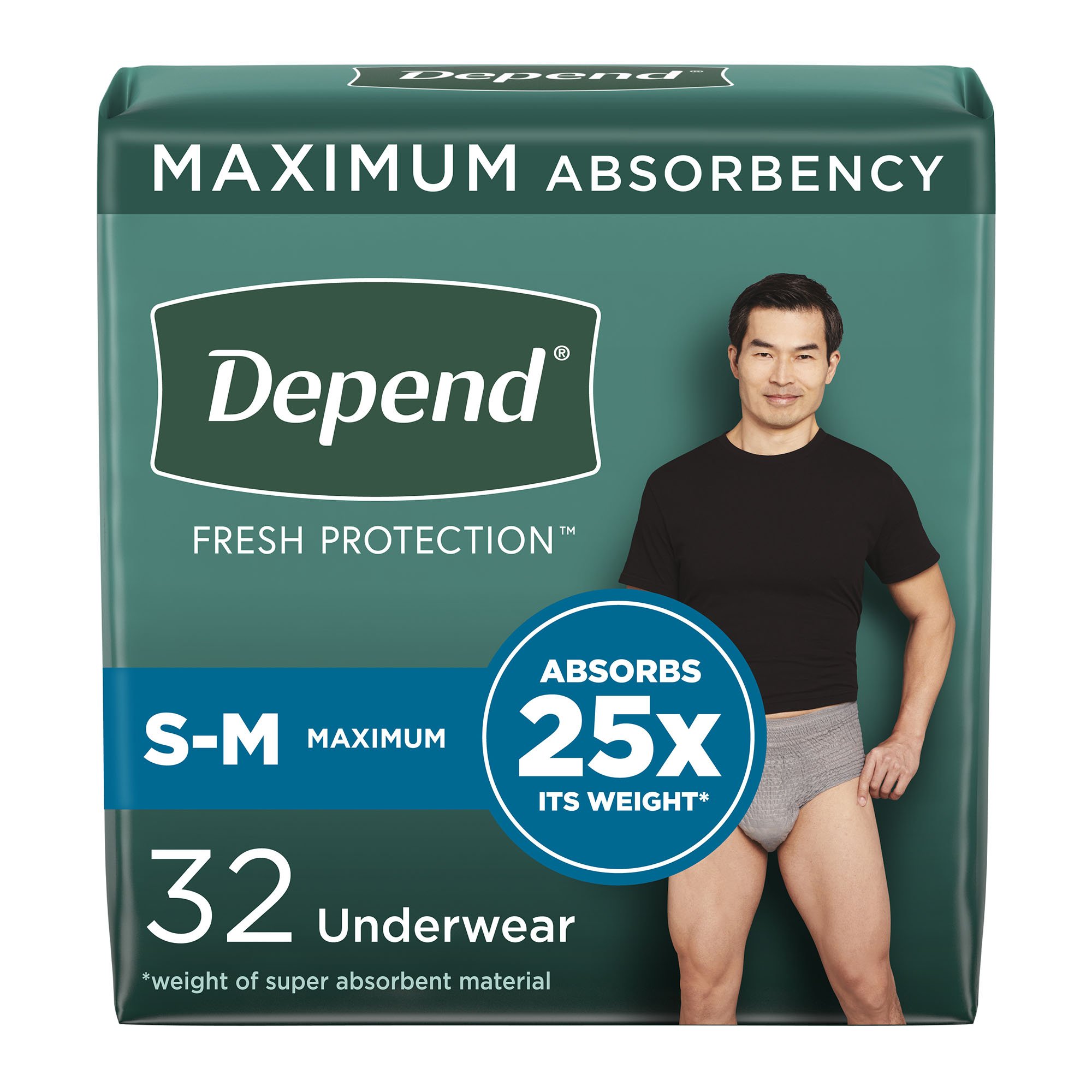 Depend Fresh Protection Men's Maximum Absorbency Underwear, Small/Medium MK 1184202