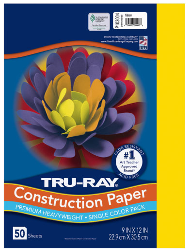 Construction Paper Fade-Resistant 9" x 12" Yellow