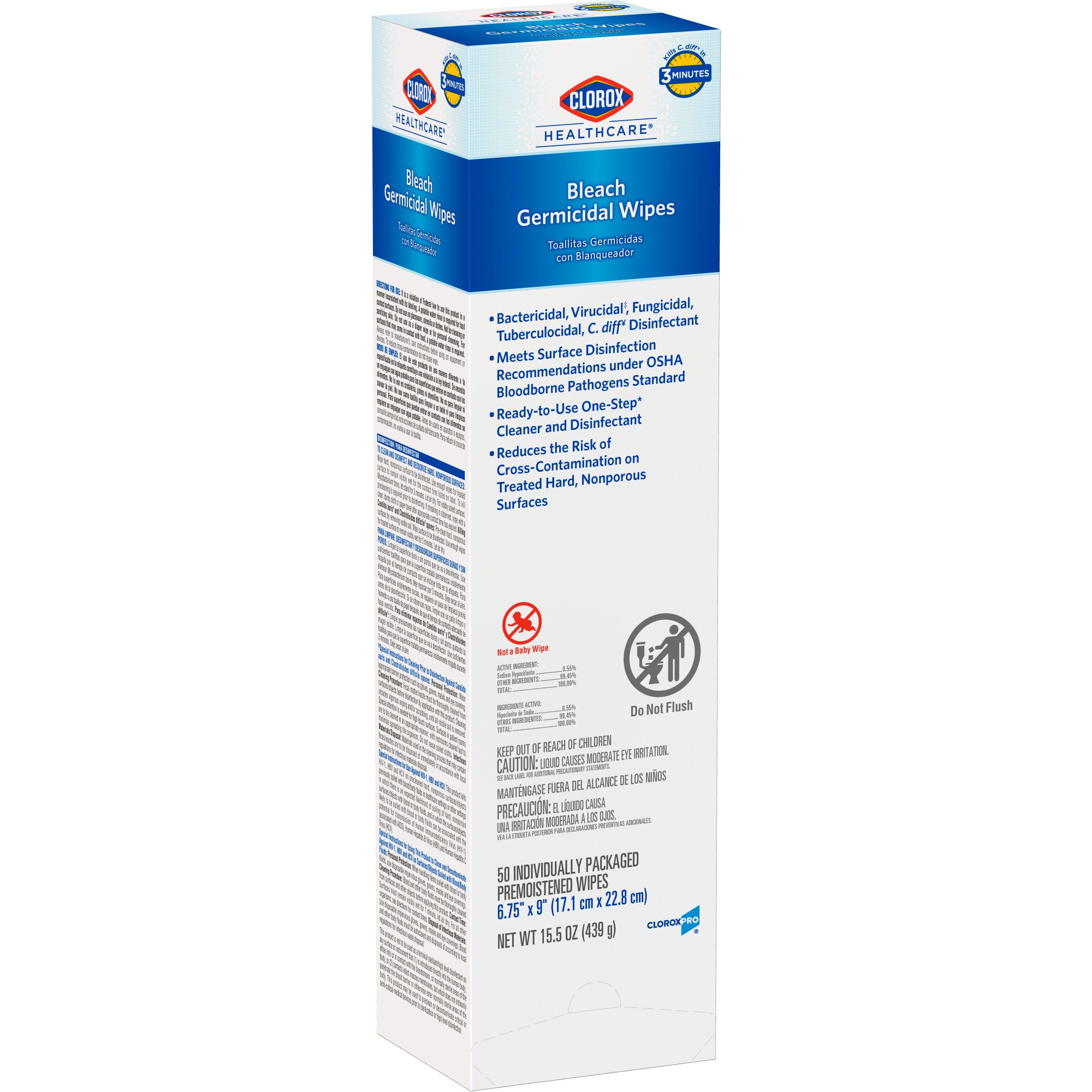 Clorox Healthcare Bleach Germicidal Wipes, Individual Packets, 50 ct. MK 996100