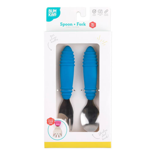 Silicone Spoon + Fork - Dark Blue