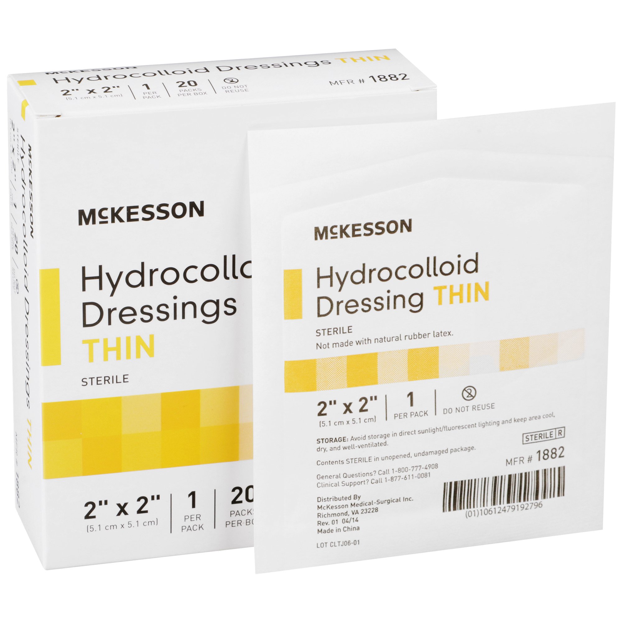 McKesson Hydrocolloid Dressing, 2 x 2 Inch MK 882980