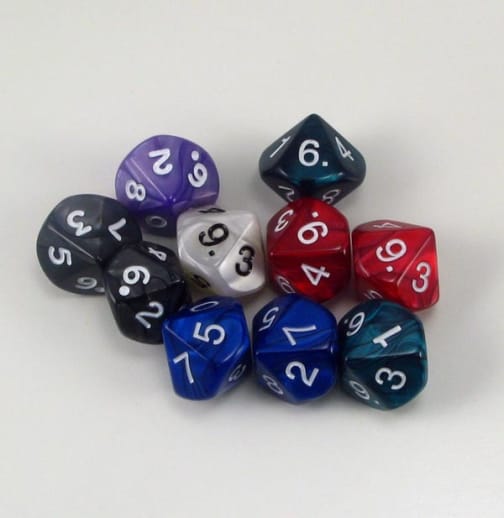 10 Sided Pearlized Polyhedral Dice (10 per bag)