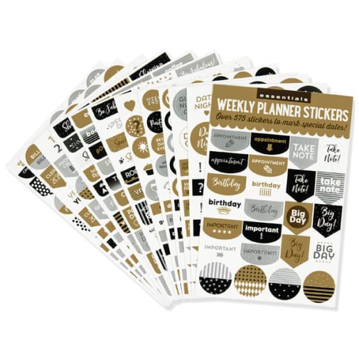 Weekly Planner Stickers - Black & Gold