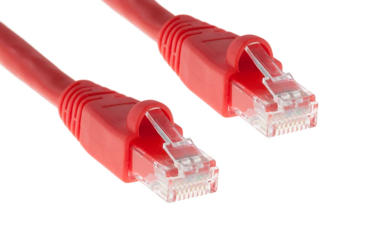 Cat6A Ethernet Patch Cable, Half-moon Boot, UTP, 5 ft, Red