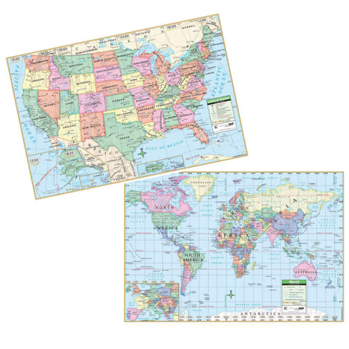 World / U.S. Rolled Map Pack - Paper (40" x 28")
