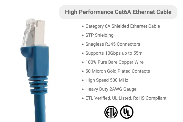 10ft Cat6 Snagless Shielded Ethernet Patch Cable, Blue 