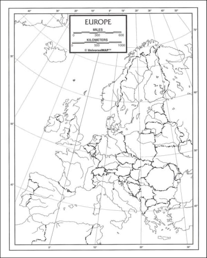 Europe Map Paper single (8+" x 11")