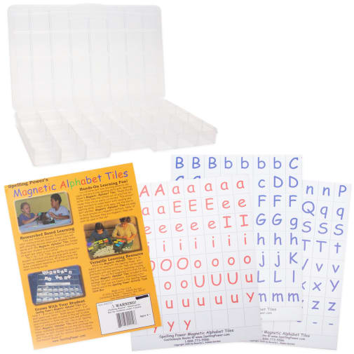 Spelling Power Magnetic Alphabet Tiles with Organizer Box