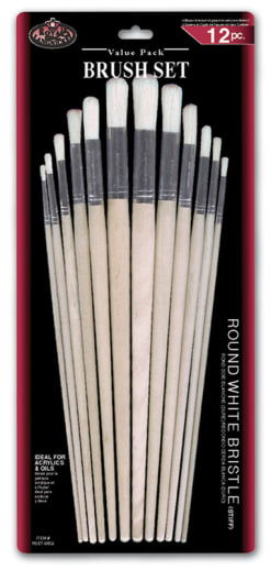 Royal & Langnickel Round White Bristle Paint Brush Set (12 piece)