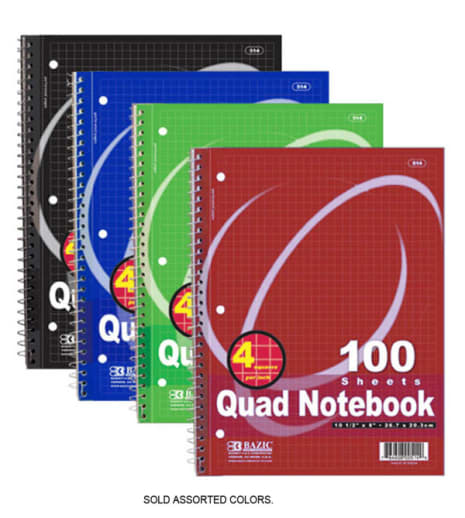 Spiral Notebook Quad-Ruled 4/1" (assorted)