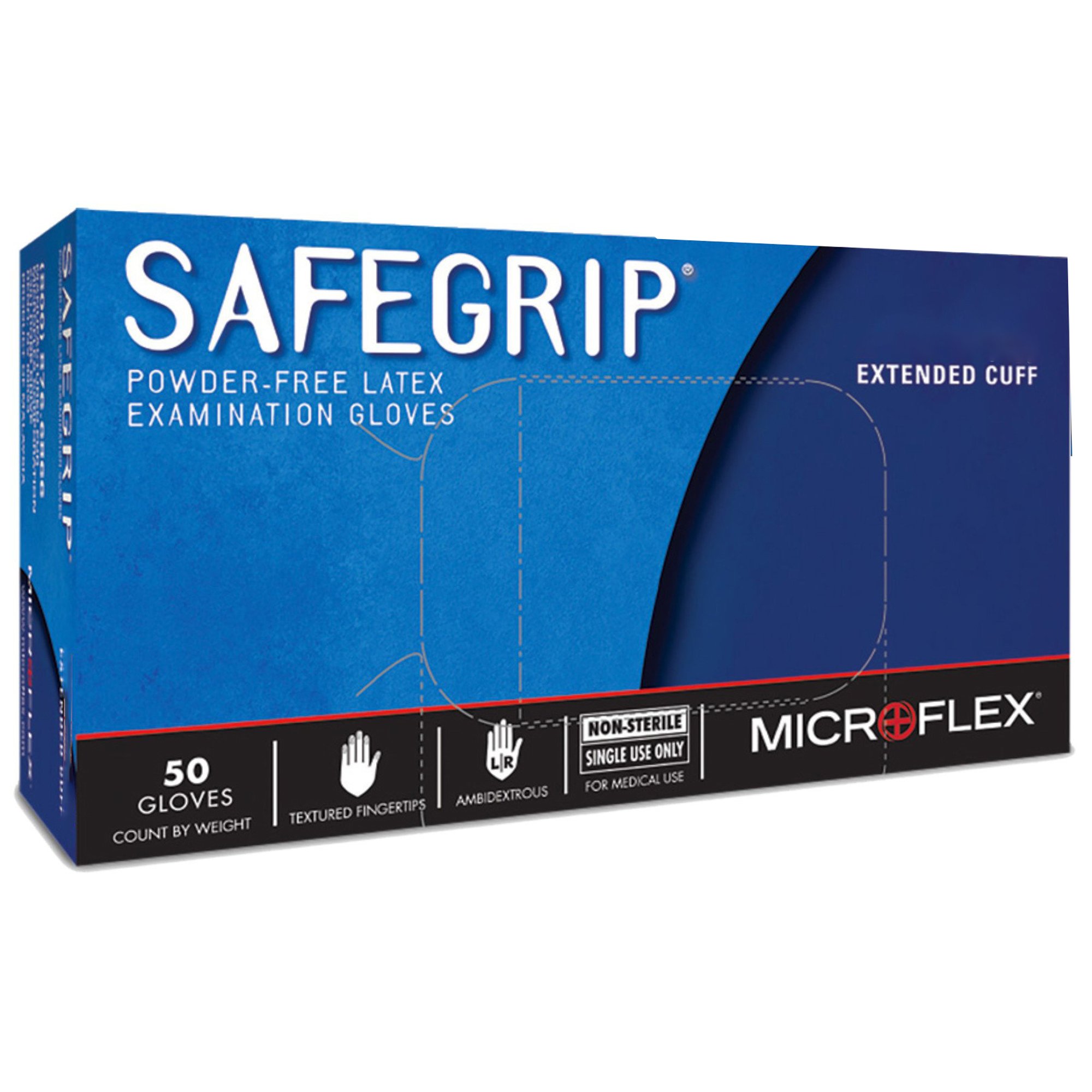 SafeGrip Latex Extended Cuff Length Exam Glove, Medium, Blue MK 306872