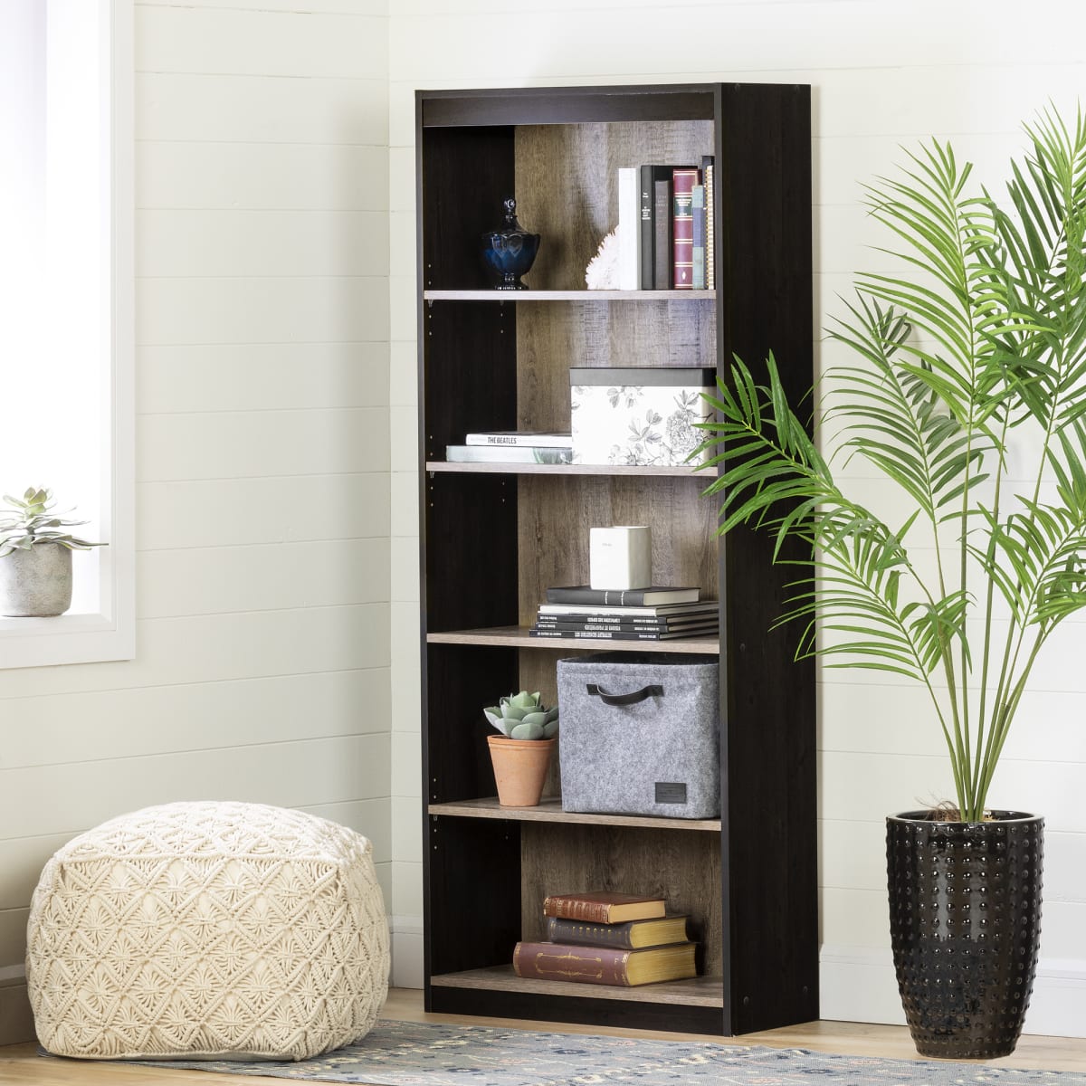 South Shore Axess 5-Shelf Narrow Bookcase-Pure White South Shore Axess 5-Shelf Narrow Bookcase-Pure White