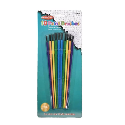 Creative Arts Paint Brushes - 10 pack (assorted sizes & colors)