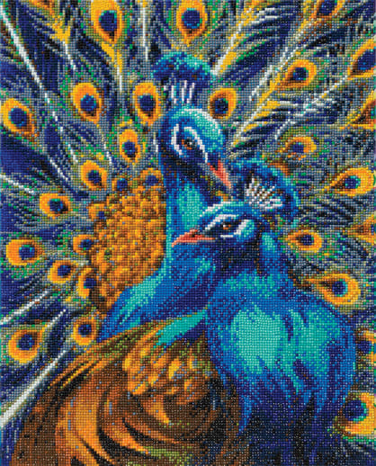 Crystal Art Large Framed Kit - Blue Rapsody Peacocks