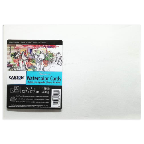 Canson Watercolor Cards (5" x 7") Set of 30 with envelopes