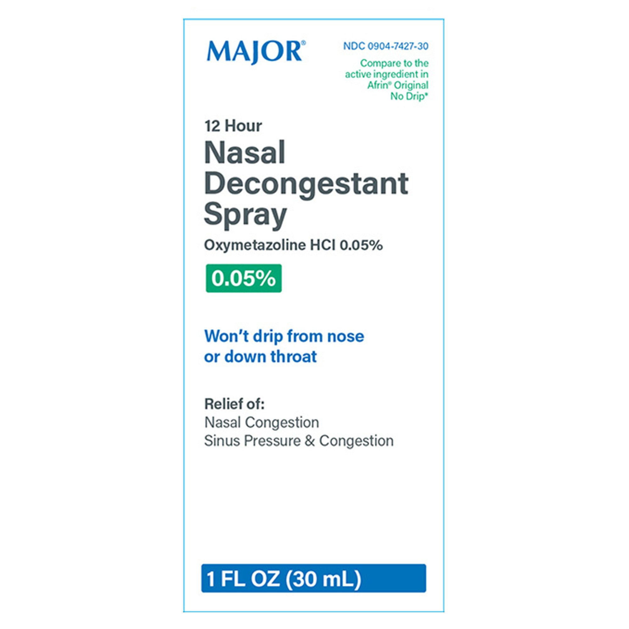Major 0.05% Oxymetazoline Nasal Decongestant Spray, 30 mL Bottle MK 1260332