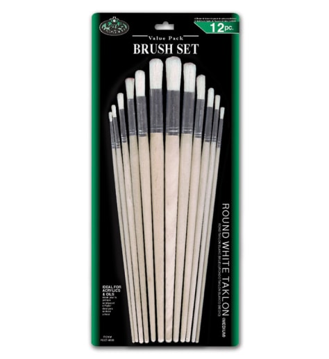 Royal & Langnickel Round White Taklon Paint Brush Set (12 piece)