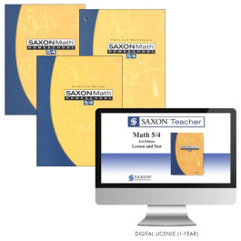 Saxon 5/4 Homeschool Kit + Saxon Teacher Digital License 1 year 3rd Edition
