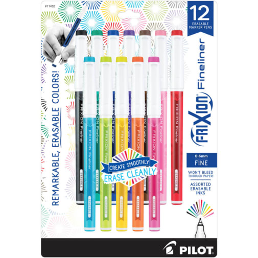 Frixion Fineliner Fine Point Erasable Pen - 12 pack (assorted)