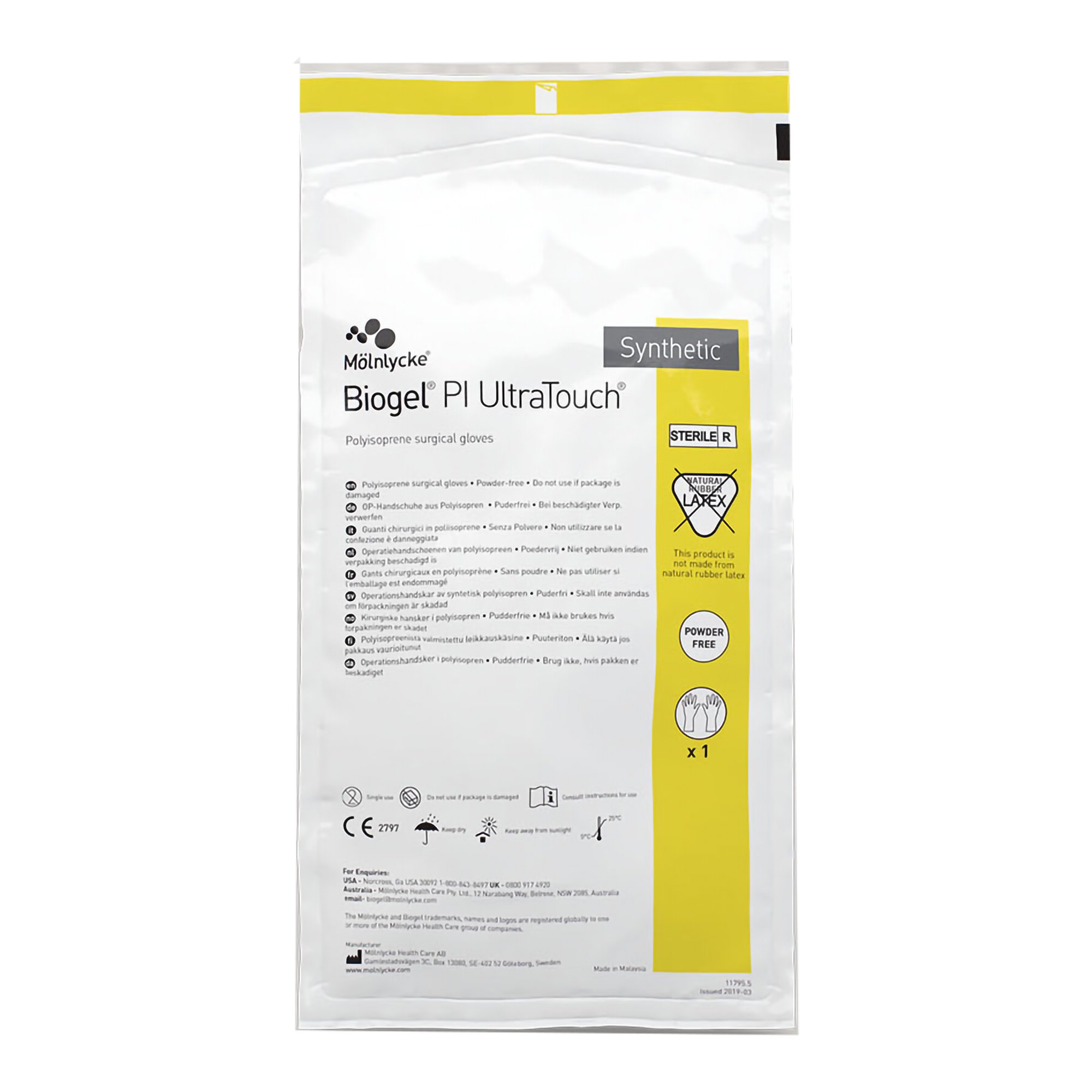 Biogel PI UltraTouch Polyisoprene Surgical Glove, Size 7, Opaque Beige MK 639049