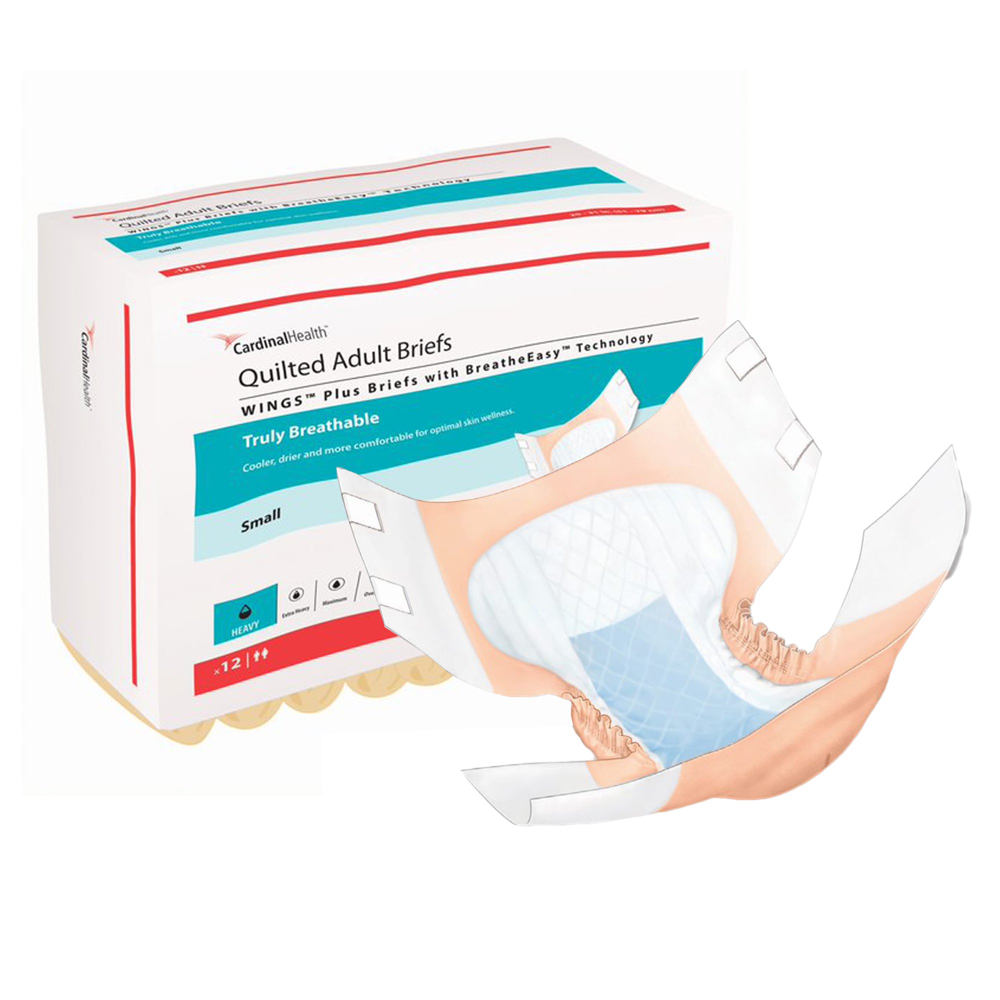Wings Quilted Plus with BreatheEasy Technology Incontinence Brief, Small MK 1176297