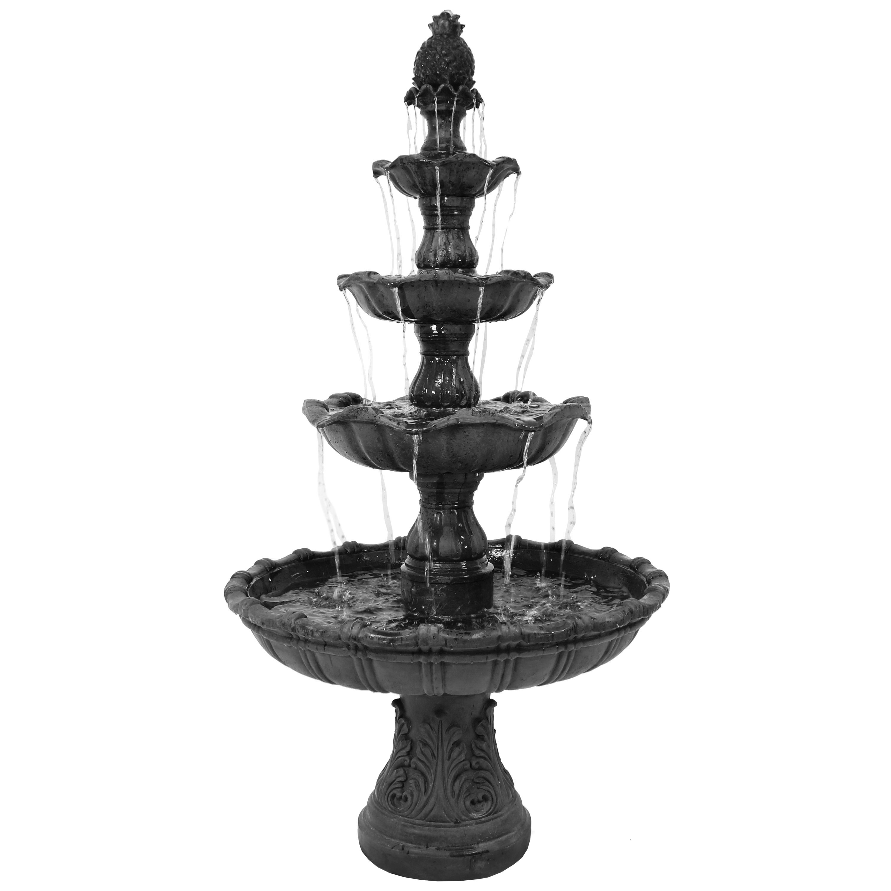 Sunnydaze 4-Tier Grand Courtyard Water Fountain - Black Finish - 80-Inch