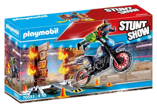 Playmobil Stunt Show Motocross with Fiery Wall