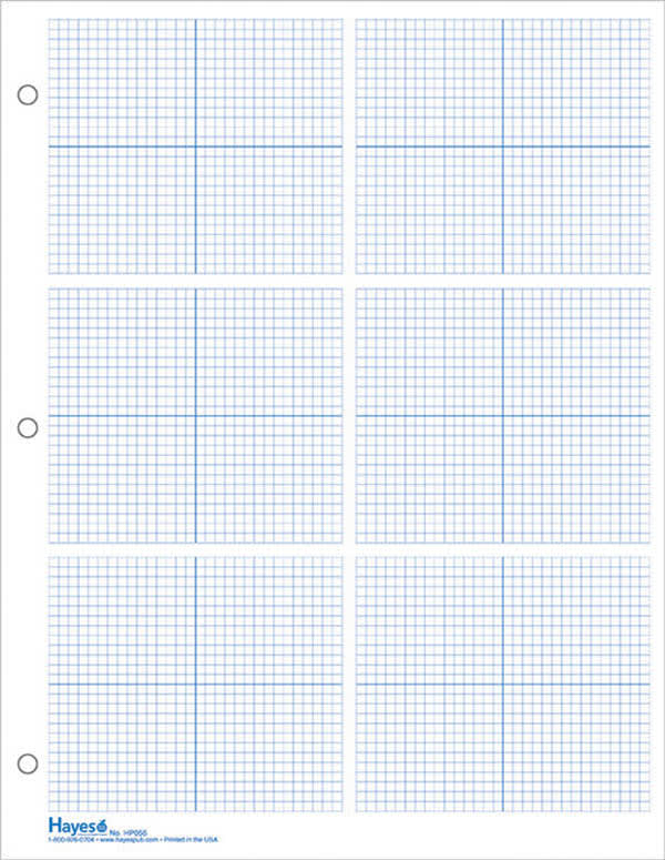 Graph Paper, 6 Grid 1/8" Blue Squares (100 sheet pack)