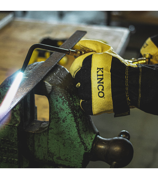 Lined Grain Deerskin Palm with Safety Cuff, Black, large