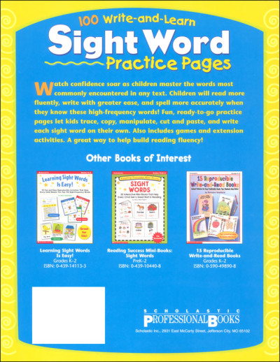 100 Write-and-Learn Sight Word Practice Pages