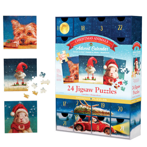 Eurographics Christmas Animals Advent Calendar (24 50-piece Jigsaw Puzzles)