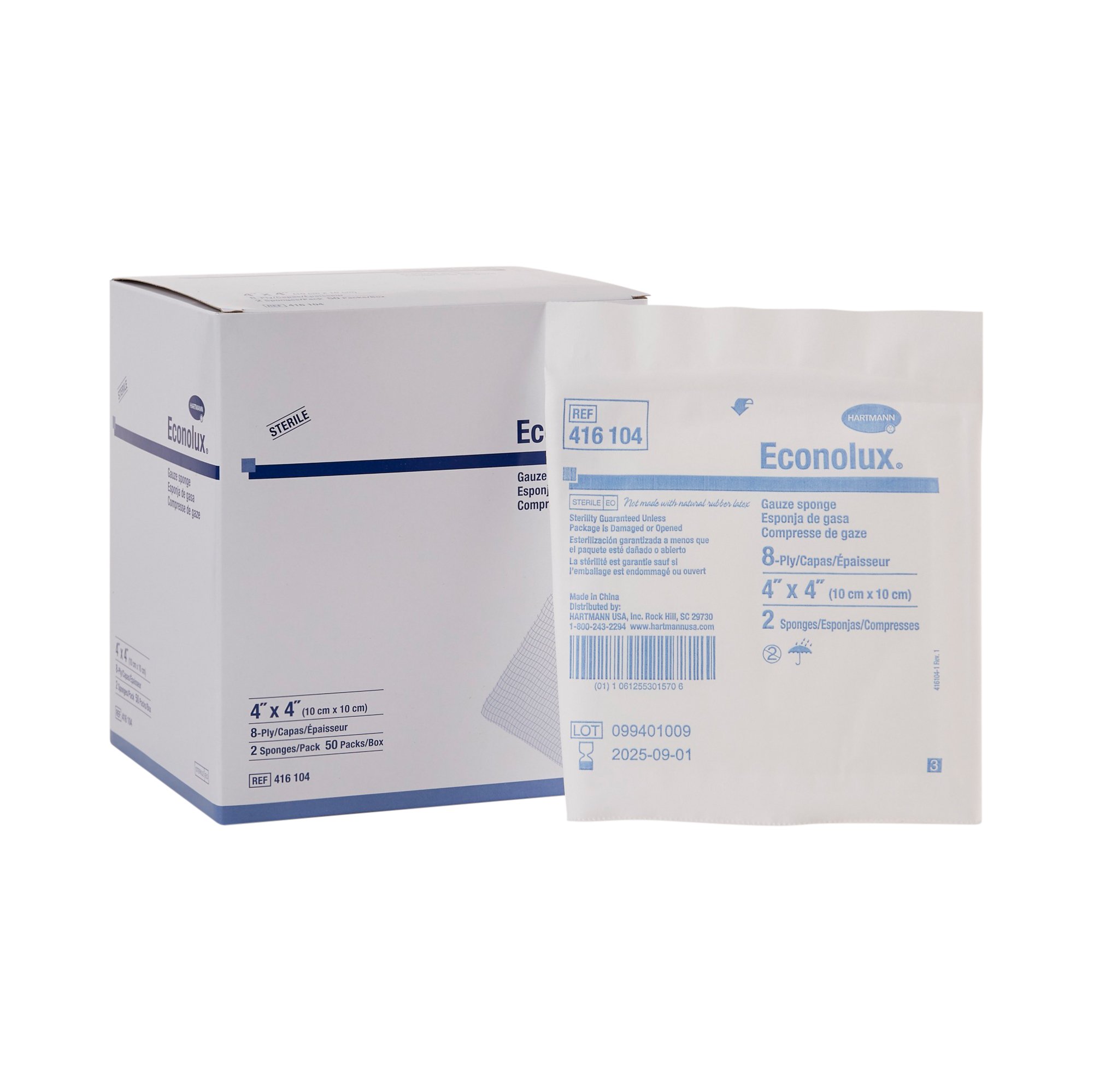 Econolux Sterile Gauze Sponge, 4 x 4 Inch, Eight-Ply MK 575850