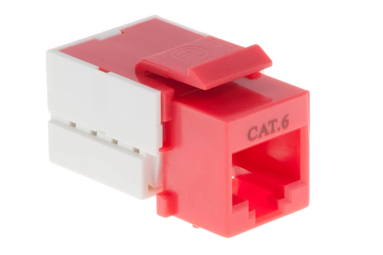 Cat6 RJ45 110 Type Keystone Jack, Red