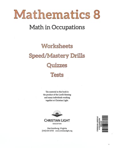 Christian Light Mathematics Grade 8 Student Material