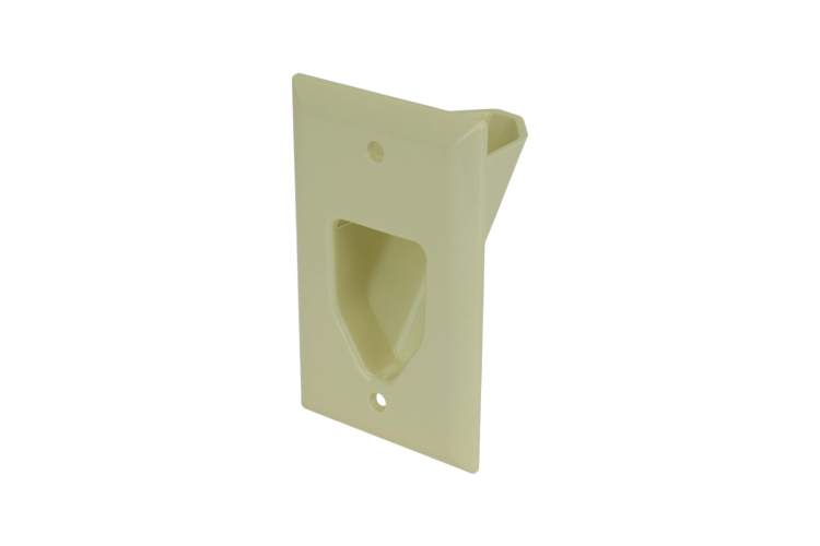 1-Gang Recessed Low Voltage Cable Plate, Ivory