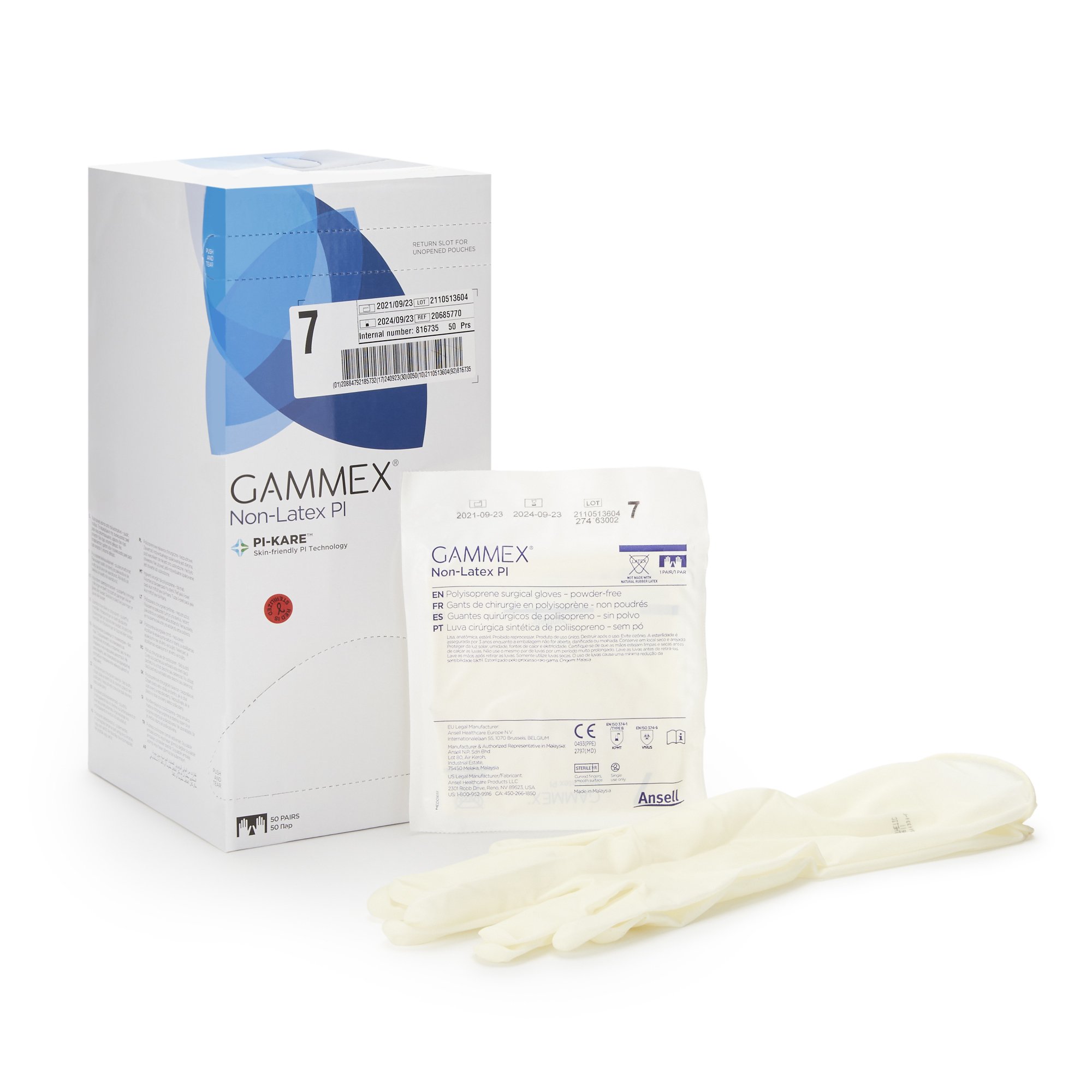 Gammex Non-Latex PI Polyisoprene Surgical Glove, Size 7, White MK 765478