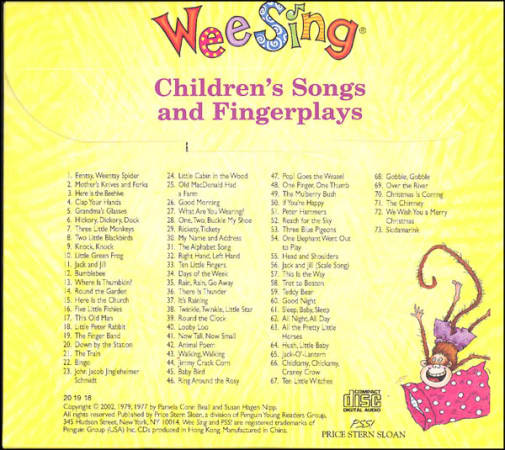 Wee Sing Children's Songs and Fingerplays Book and CD