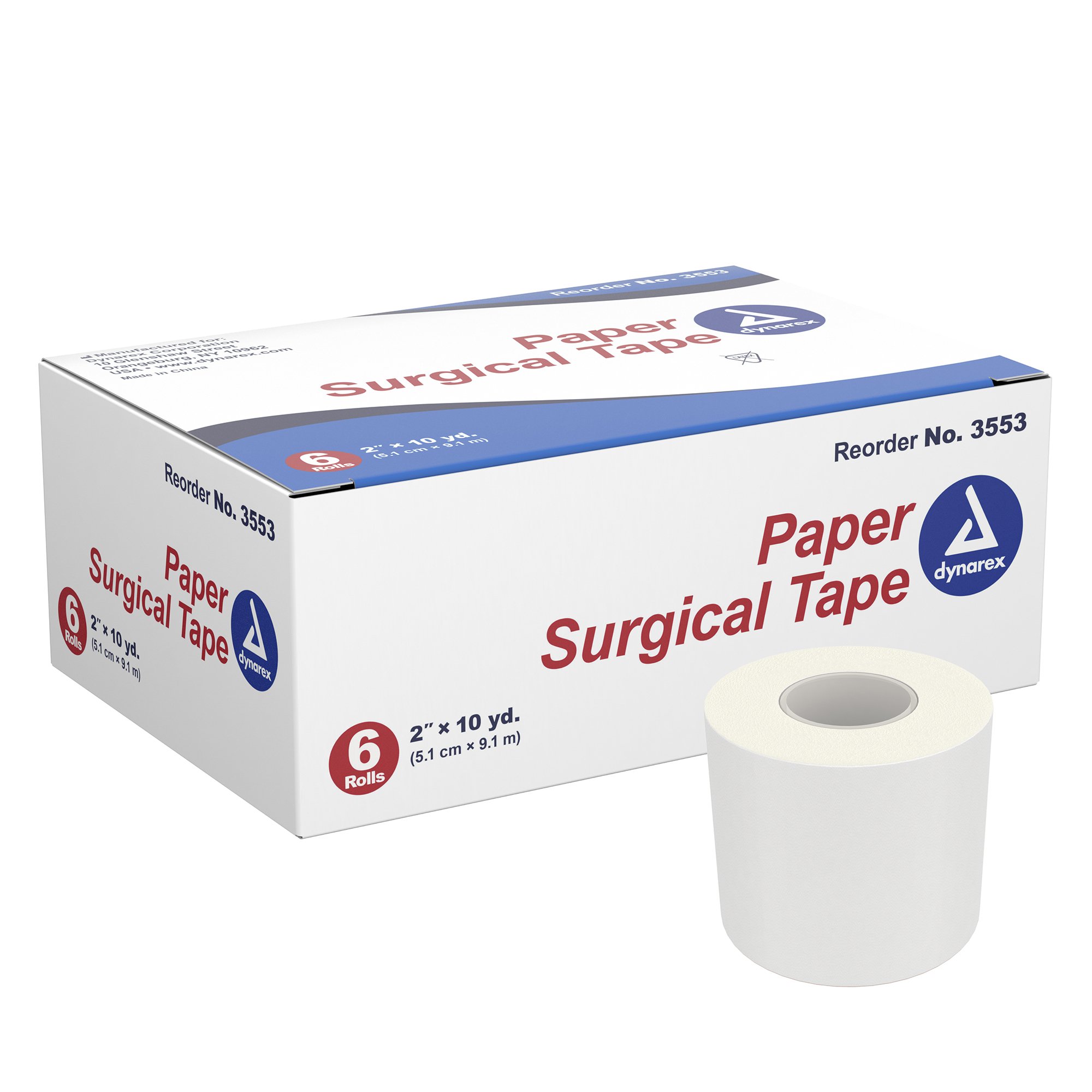 dynarex Paper Medical Tape, 2 Inch x 10 Yard, White MK 720400