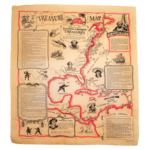 Treasure Map of Sunken and Buried Treasure Historical Document