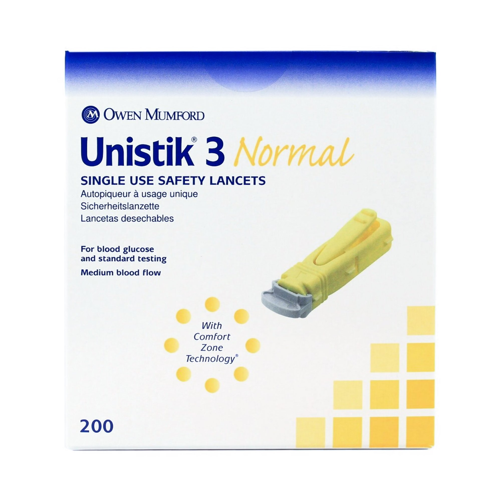 Unistik 3 Normal Safety Lancet, 23 Gauge, 200 ct. MK 475826